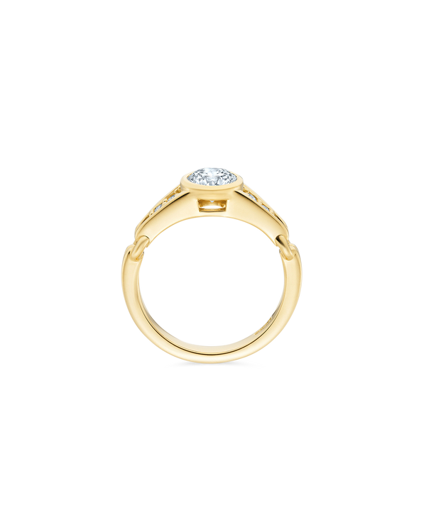Bezel Set Brilliant Cut Ring with Double Ridged Band