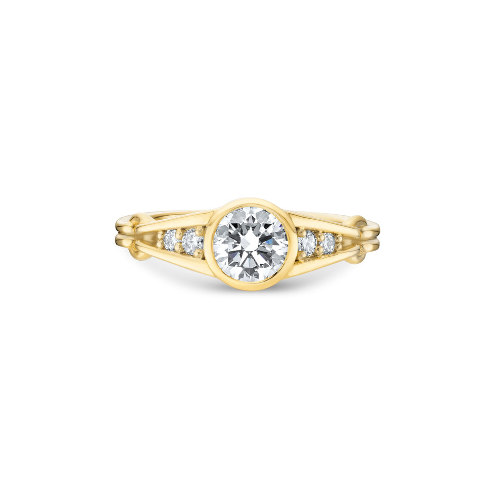 Bezel Set Brilliant Cut Ring with Double Ridged Band