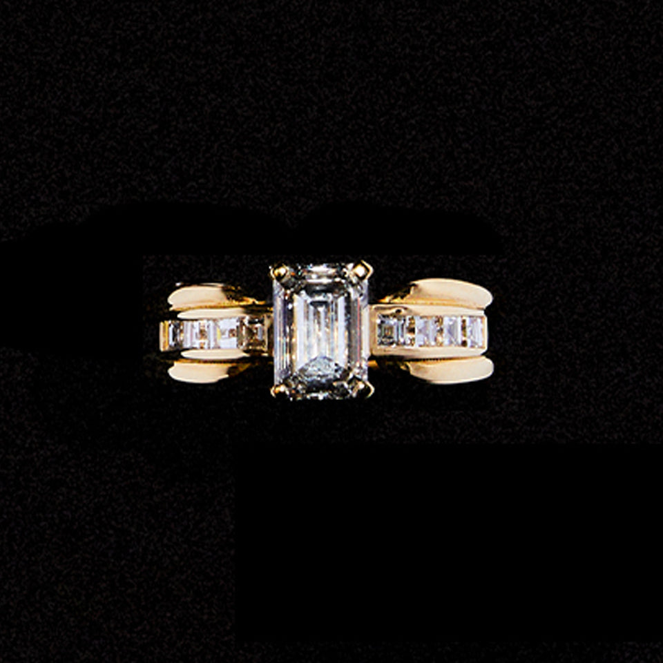 Emerald Cut Split Band Ring