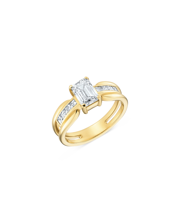 Emerald Cut Split Band Ring