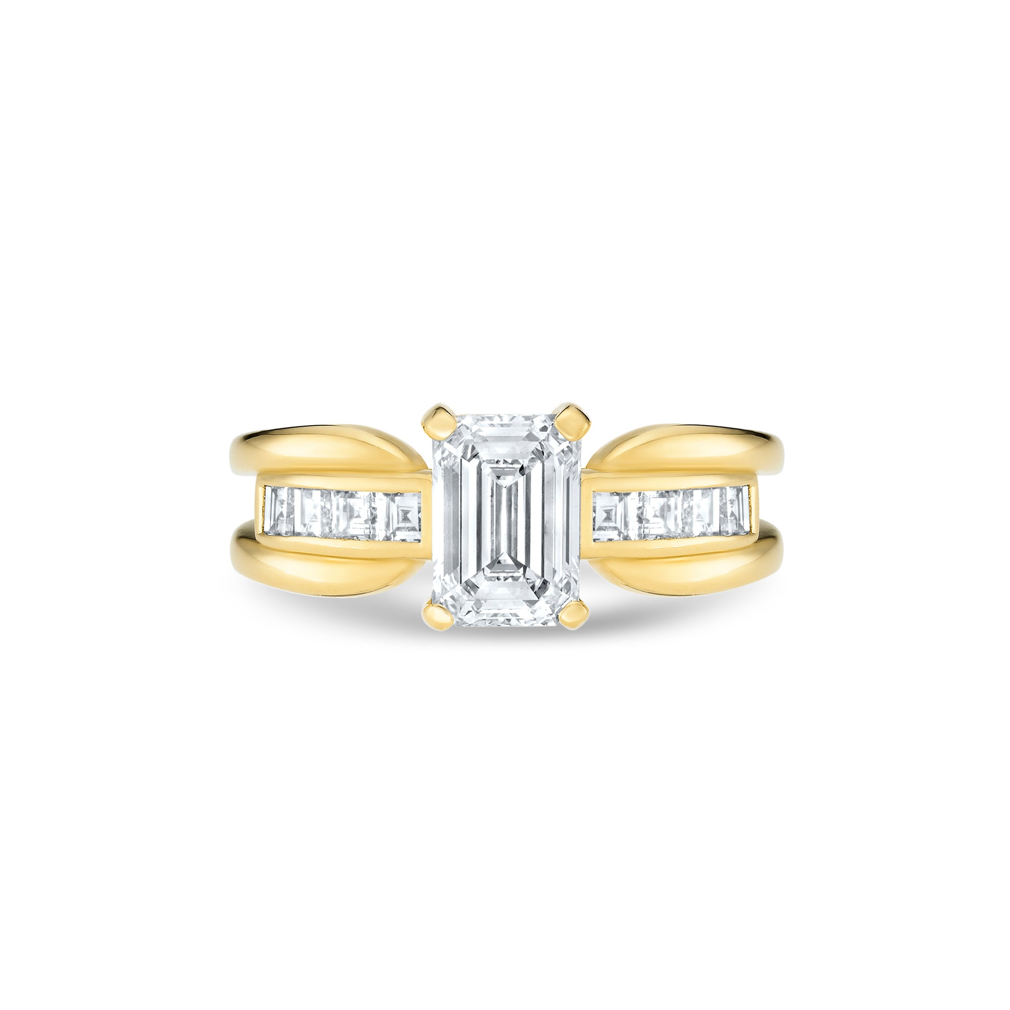 Emerald Cut Split Band Ring