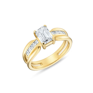 Emerald Cut Split Band Ring