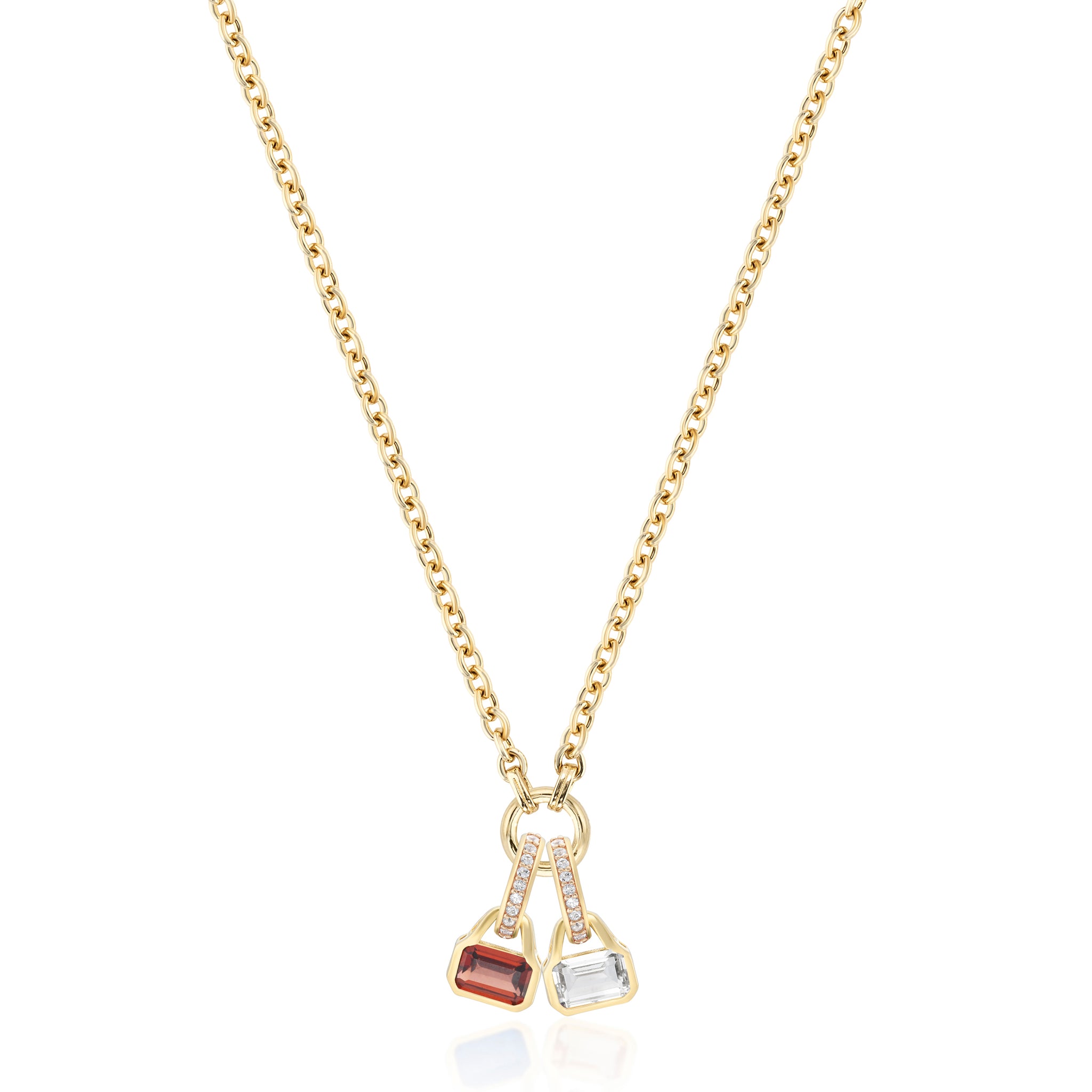 April: White Topaz Charm on Carrier Chain