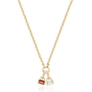 April: White Topaz Charm on Carrier Chain