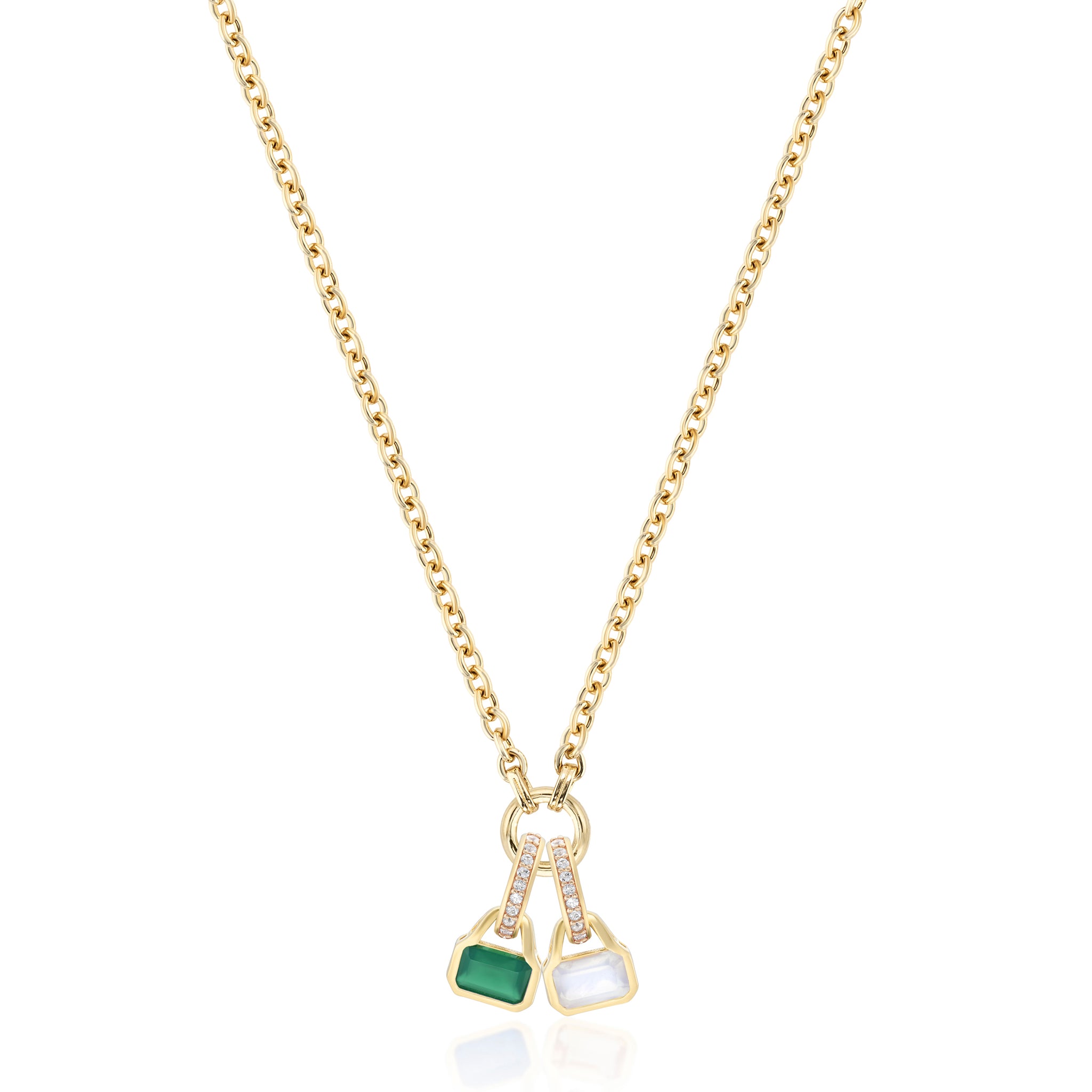 May: Green Agate Charm on Carrier Chain