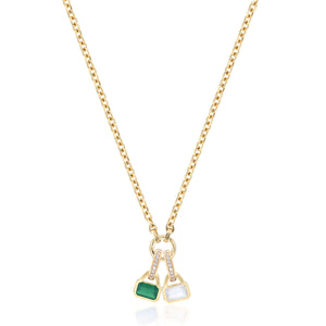 May: Green Agate Charm on Carrier Chain