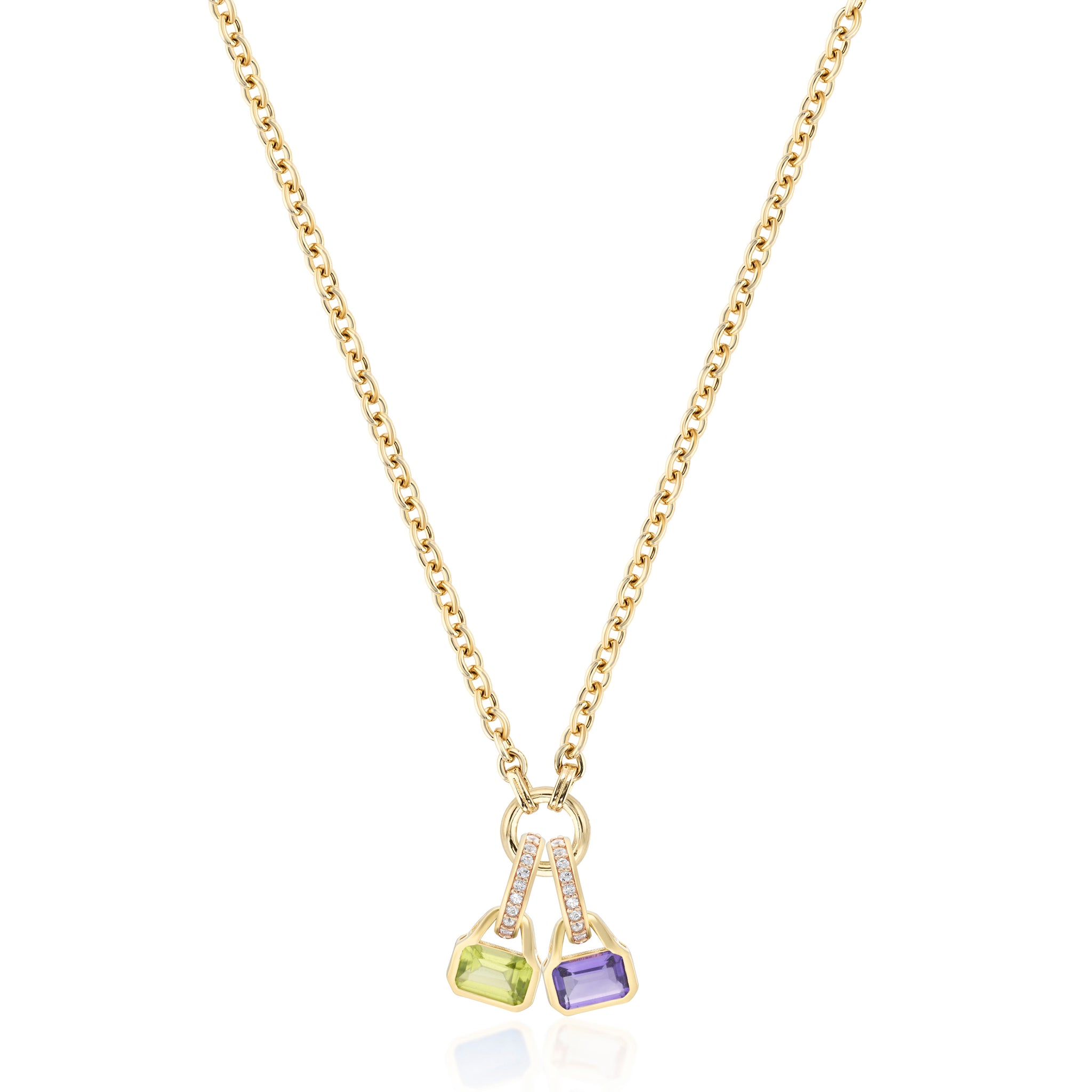 August: Peridot Charm on Carrier Chain