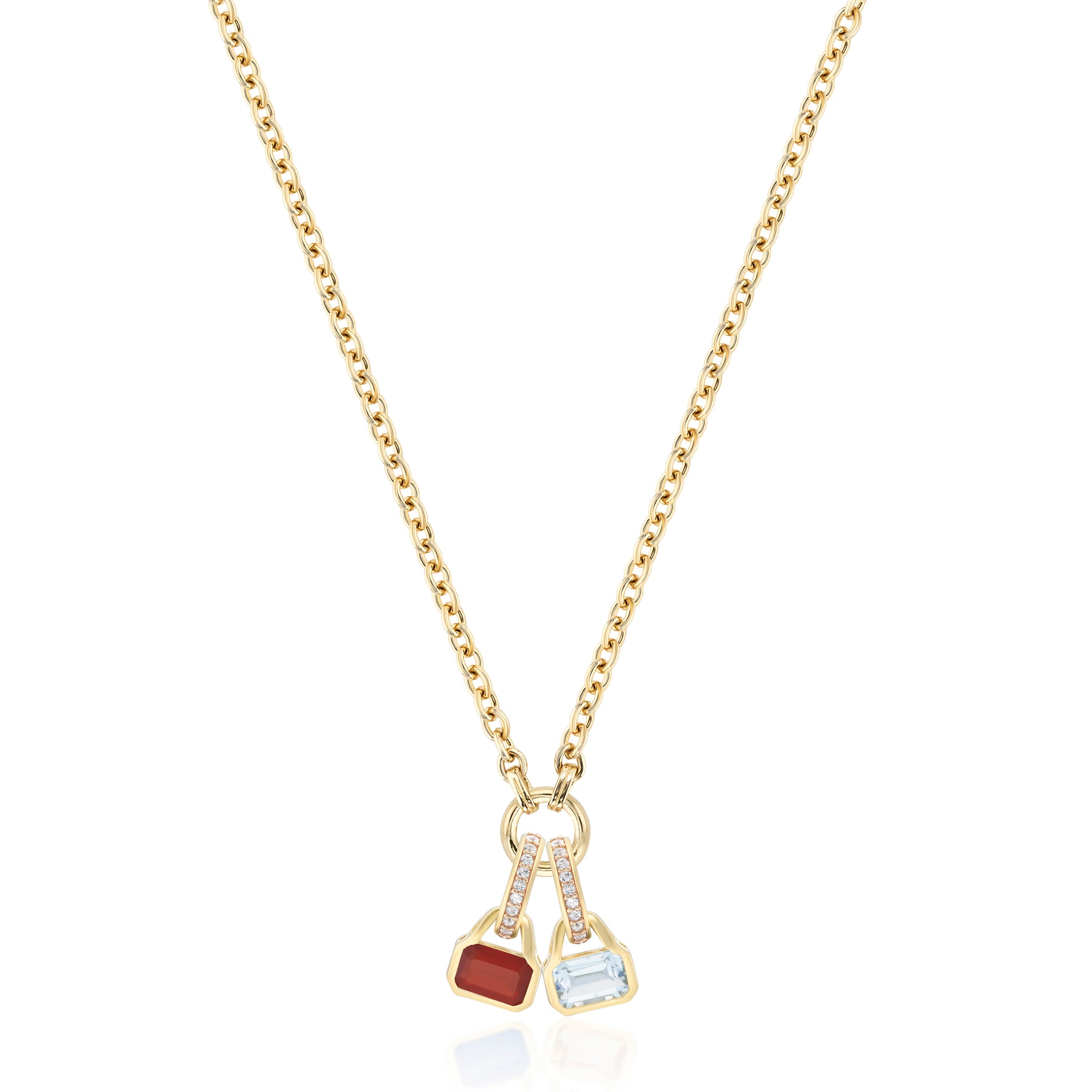 July: Red Agate Charm on Carrier Chain