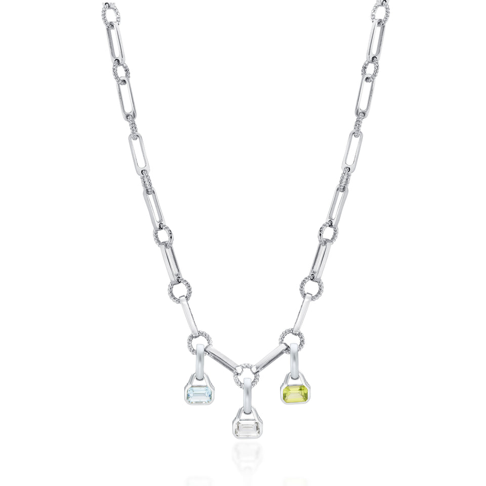 April: White Topaz Charm