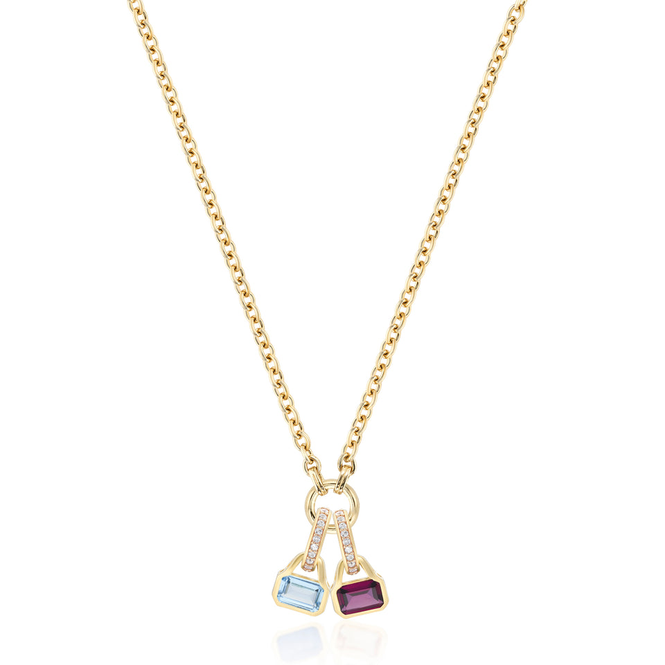 December: Swiss Blue Topaz Charm on Carrier Chain