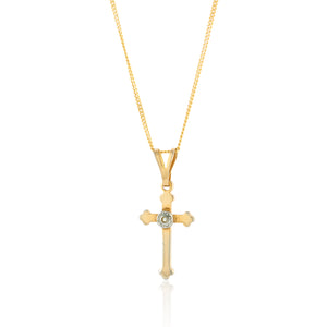 VINTAGE 9CT YELLOW GOLD DIAMOND SET CROSS