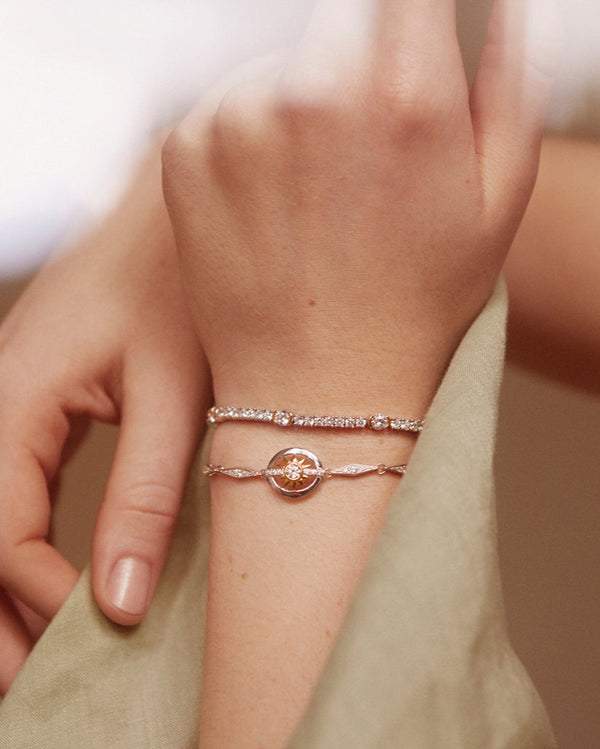 Luna Silver Tennis Bracelet in Gold Bracelets V by Laura Vann