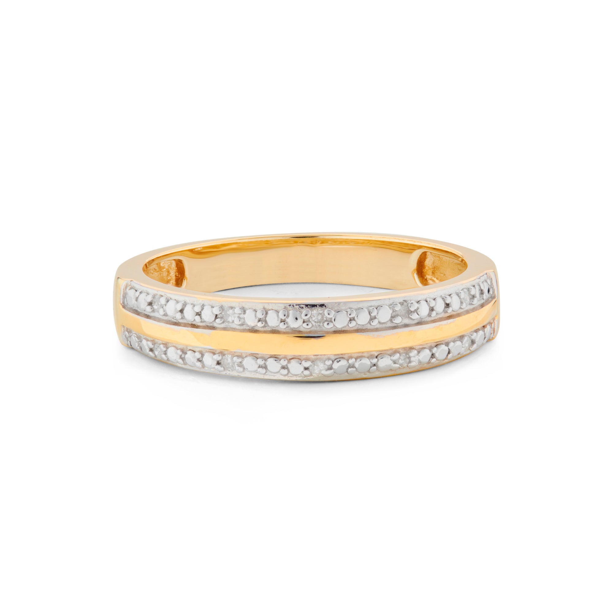 VINTAGE 9CT YELLOW GOLD DOUBLE-ROW HALF ETERNITY RING