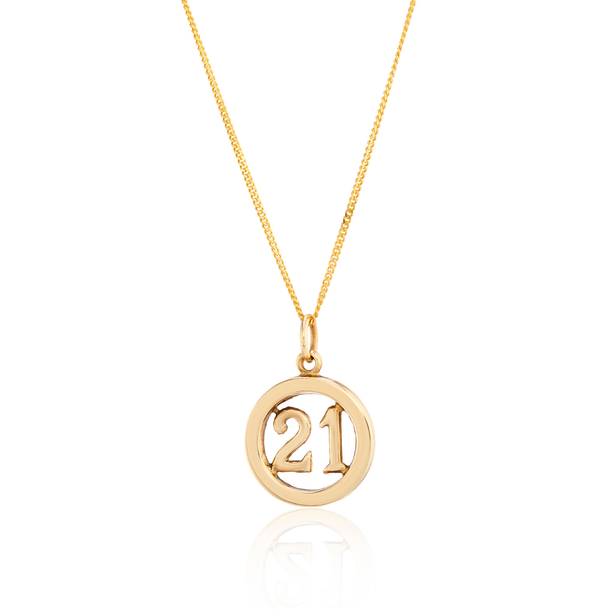 VINTAGE 9CT YELLOW GOLD 21 PENDANT