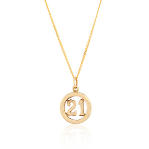 VINTAGE 9CT YELLOW GOLD 21 PENDANT