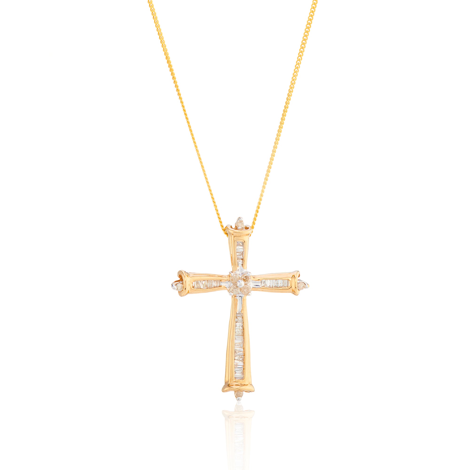 VINTAGE 9CT GOLD CROSS WITH DIAMONDS