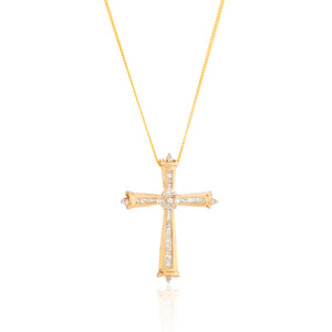 VINTAGE 9CT GOLD CROSS WITH DIAMONDS