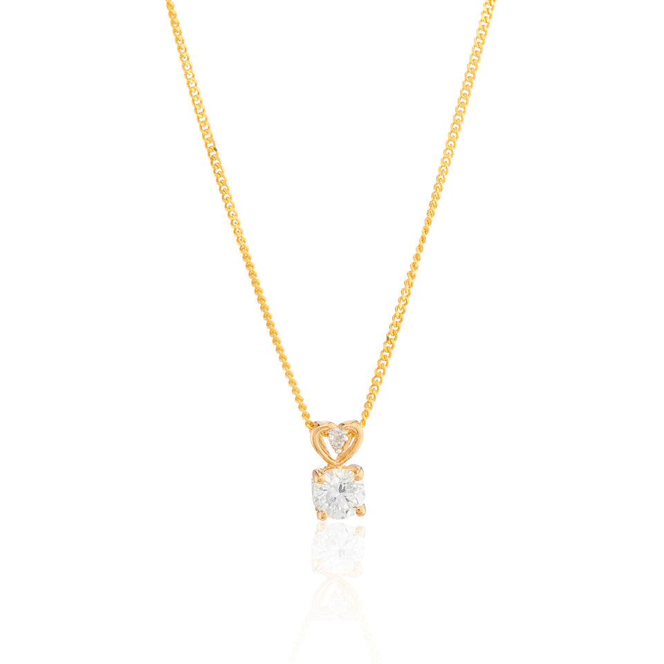 VINTAGE 9CT YELLOW GOLD ROMANCE DIAMOND PENDANT
