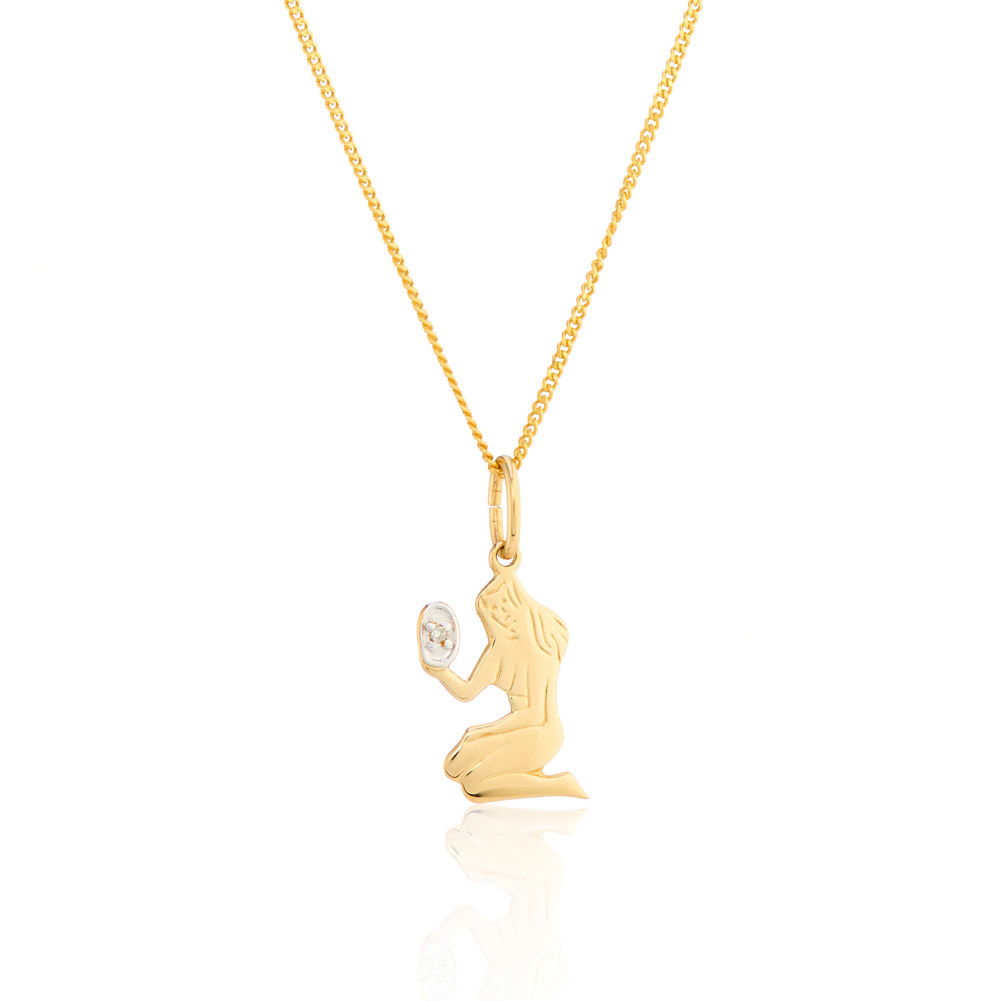 VINTAGE 9CT YELLOW GOLD VIRGO ZODIAC PENDANT