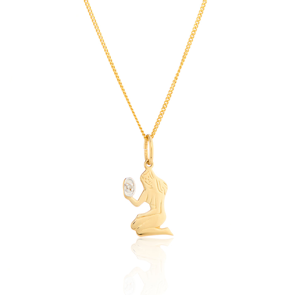 VINTAGE 9CT YELLOW GOLD VIRGO ZODIAC PENDANT