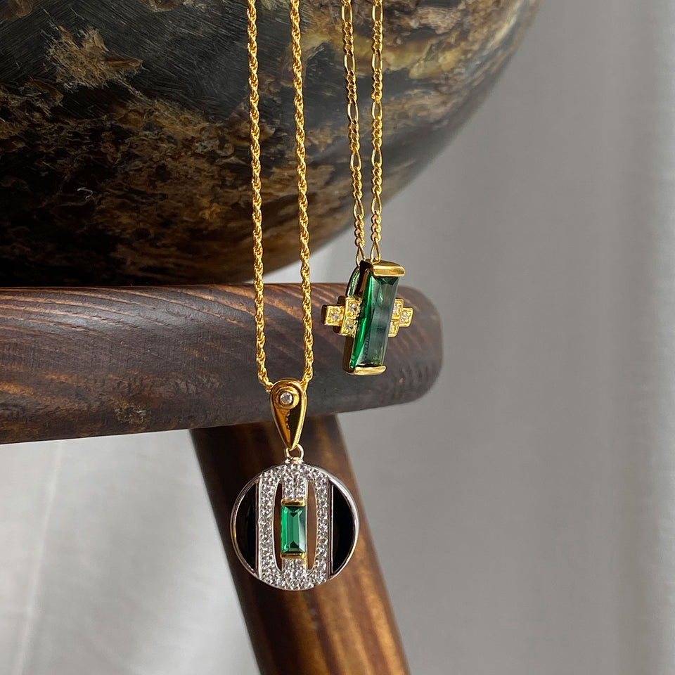 Audrey Necklace on Figaro Chain