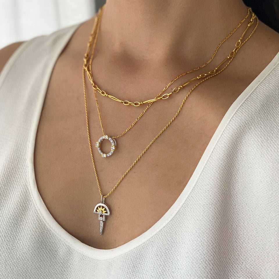 Luna Necklace on Figaro Chain