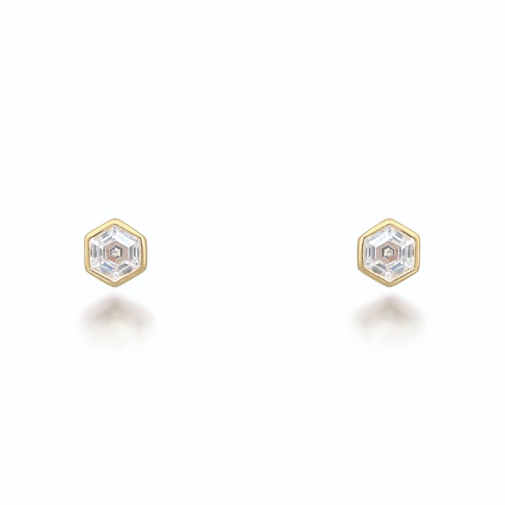 Tia Gold Stud Earrings Earrings V by Laura Vann