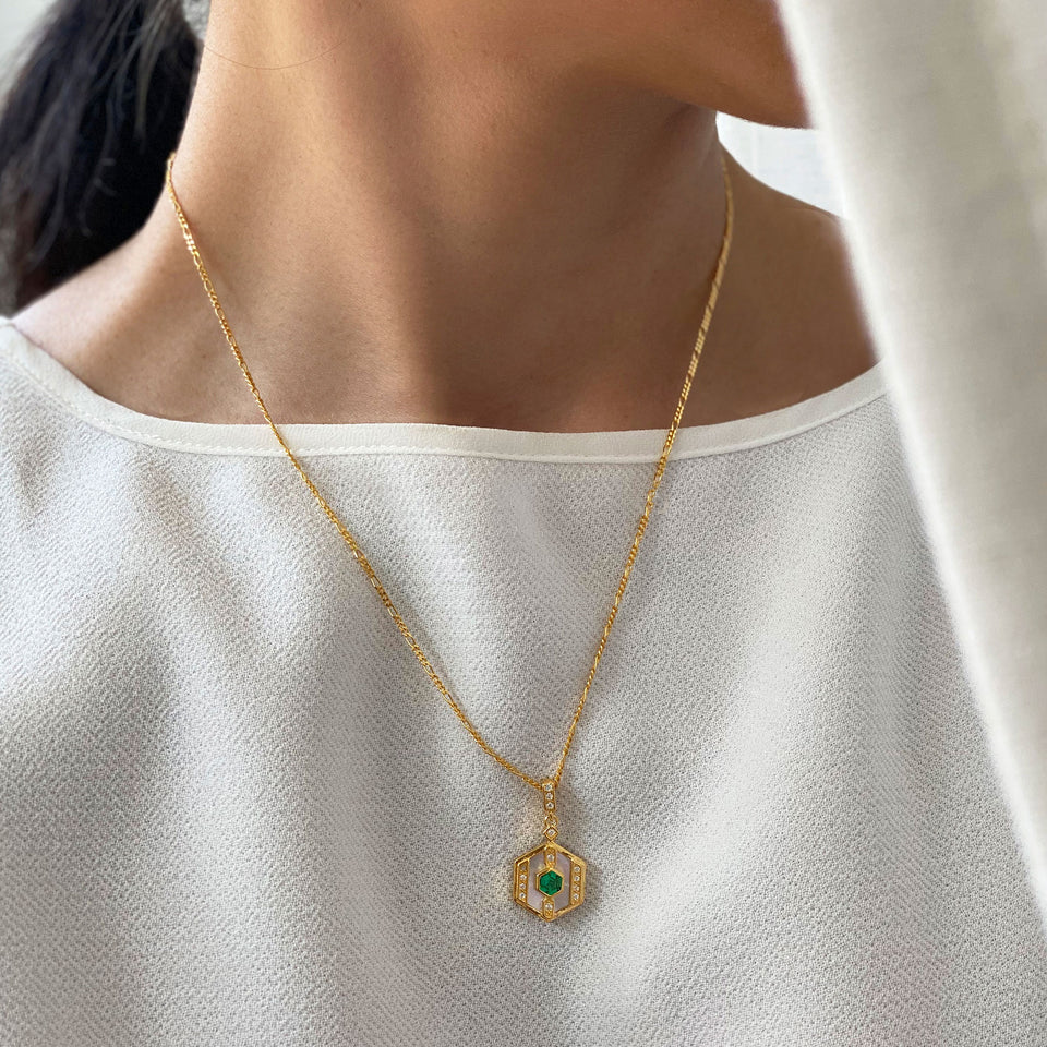 Darcy Necklace on Figaro Chain