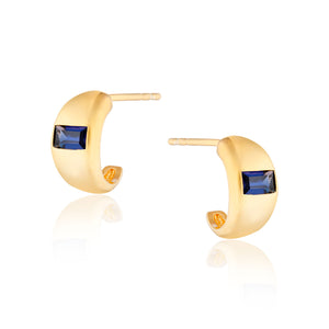 Erika Mini Chubby Blue Stone Hoop Earrings