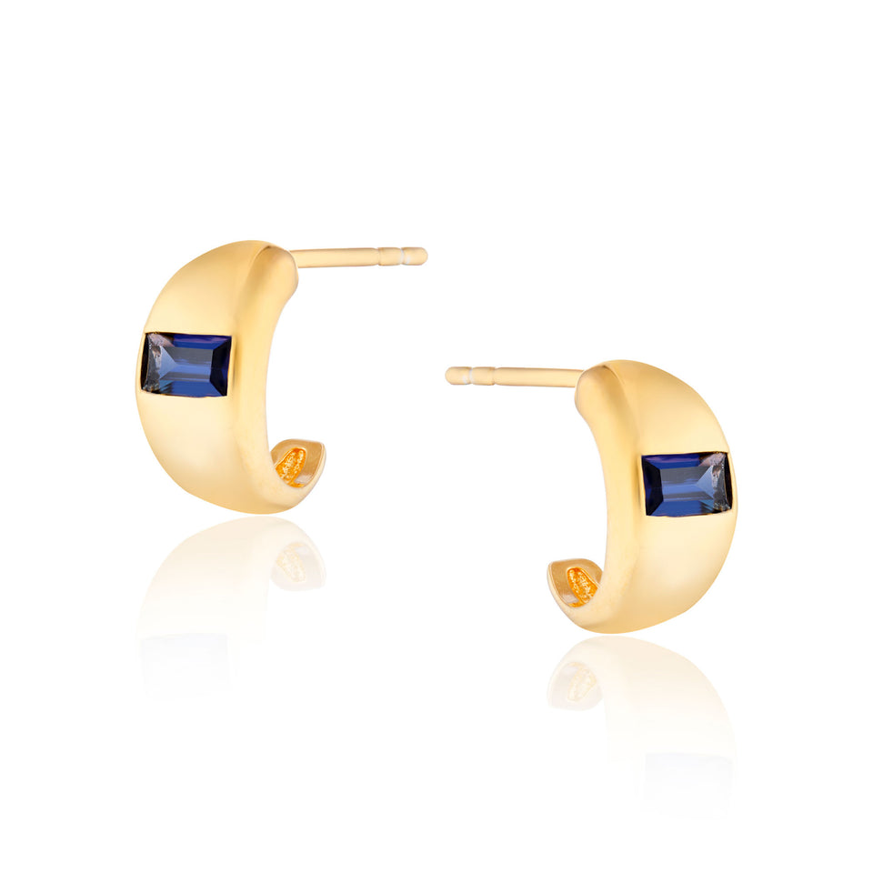 Erika Mini Chubby Blue Stone Hoop Earrings