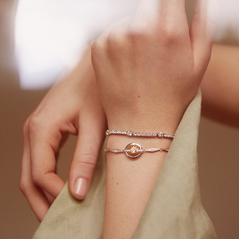 Luna Silver Tennis Bracelet in Gold Bracelets V by Laura Vann