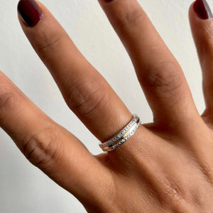 VINTAGE 9CT YELLOW GOLD DOUBLE-ROW HALF ETERNITY RING