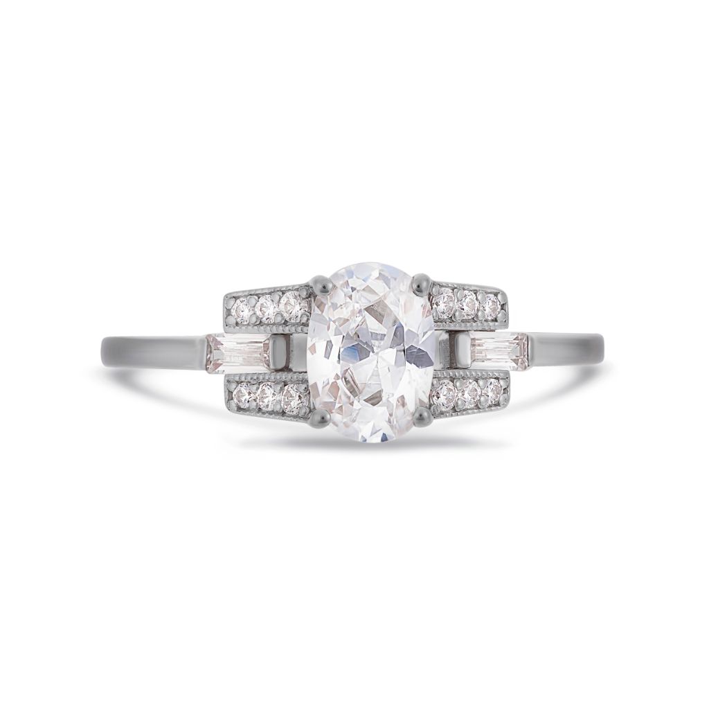 PACK: Platinum/White Gold Oval Cut Buckle Ring
