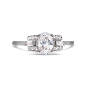 PACK: Platinum/White Gold Oval Cut Buckle Ring