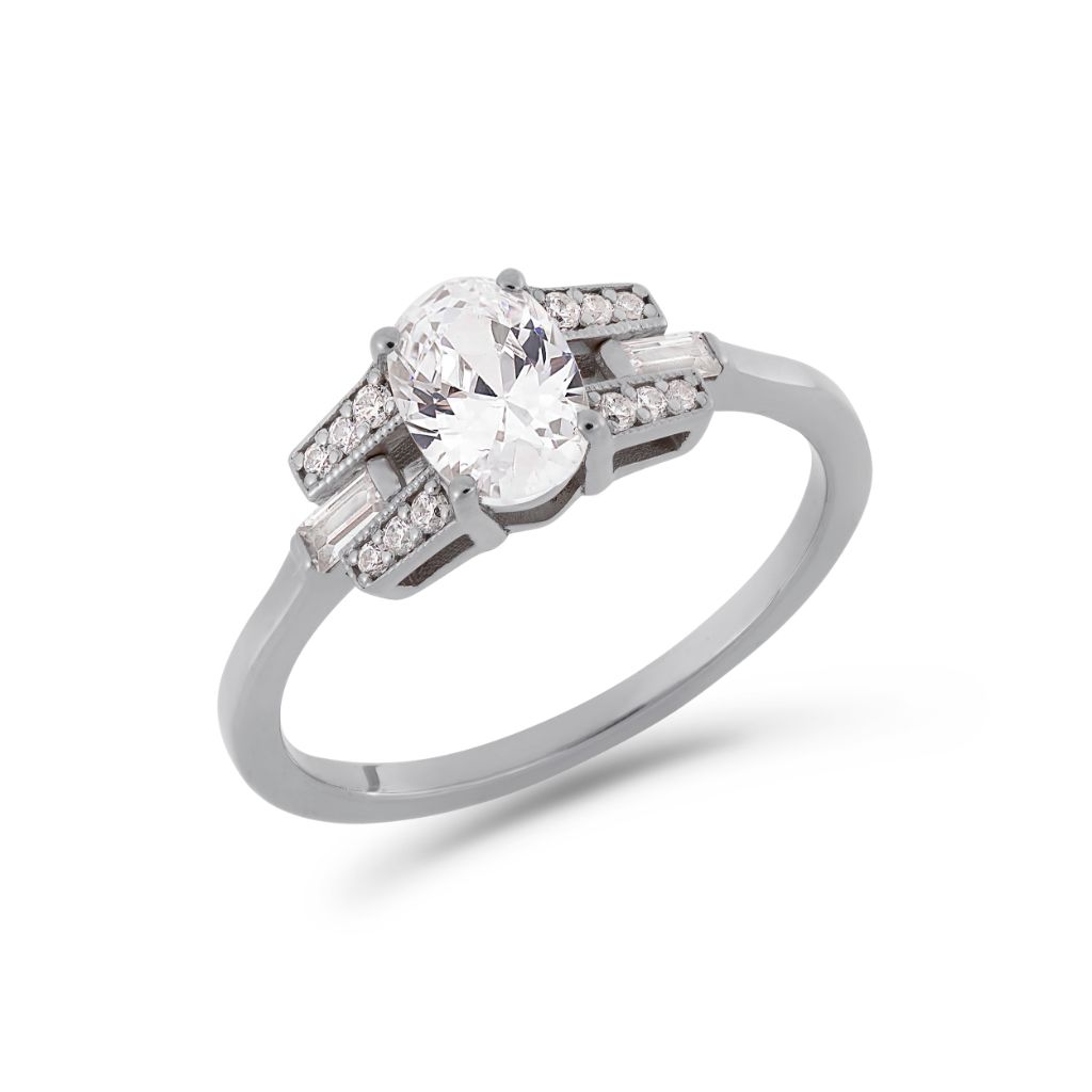 PACK: Platinum/White Gold Oval Cut Buckle Ring