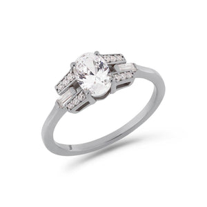 PACK: Platinum/White Gold Oval Cut Buckle Ring