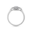 Round Art Deco diamond halo ring in platinum