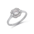 Asscher Art Deco diamond halo ring in platinum