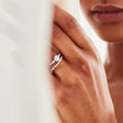 Round & baguette cut natural diamond ring in white gold