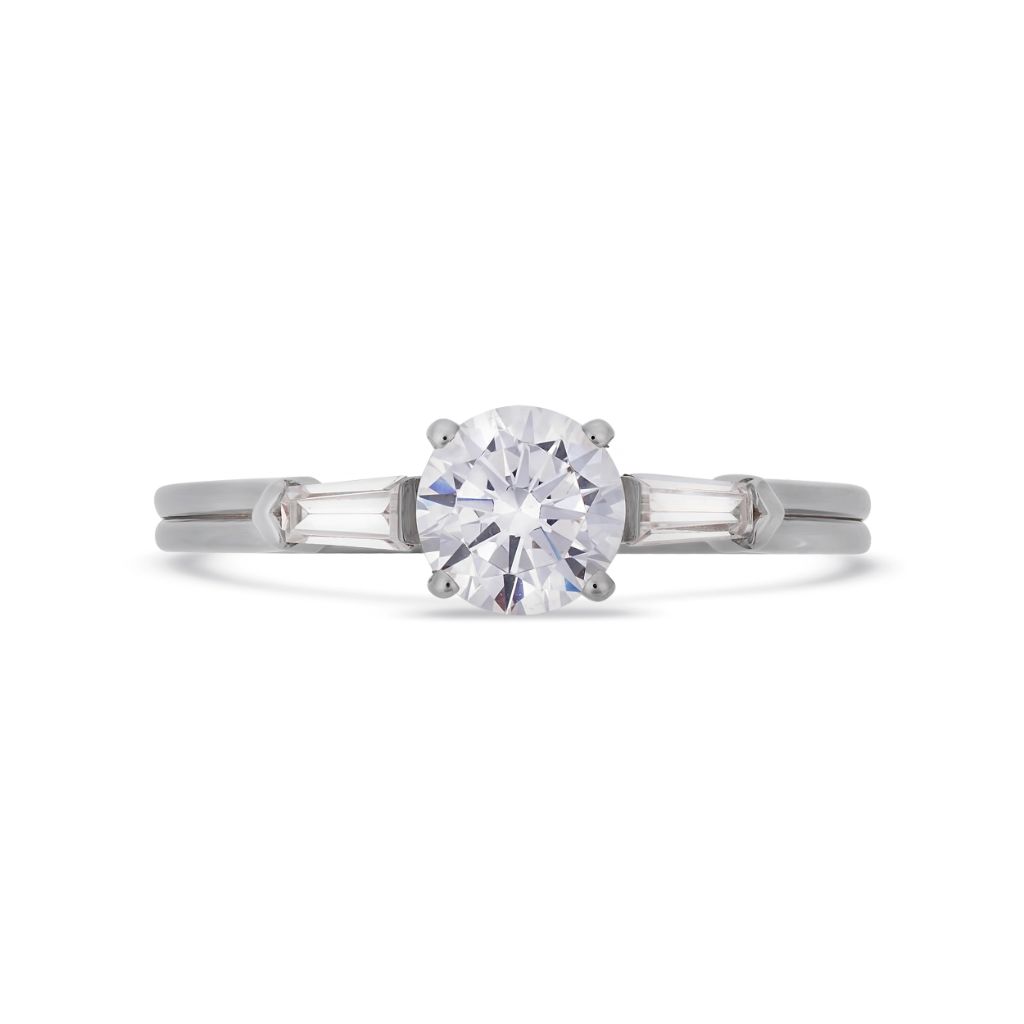 PACK: Platinum/White Gold Illusion Bullet & Brilliant Cut Ring