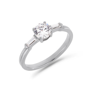 PACK: Platinum/White Gold Illusion Bullet & Brilliant Cut Ring
