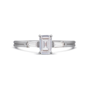PACK: Platinum/White Gold Illusion Bullet & Emerald Cut Ring