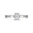 Illusion bullet & emerald cut diamond ring in platinum