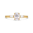 Illusion bullet & oval cut diamond ring in yellow gold