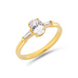 Illusion bullet & oval cut diamond ring in yellow gold