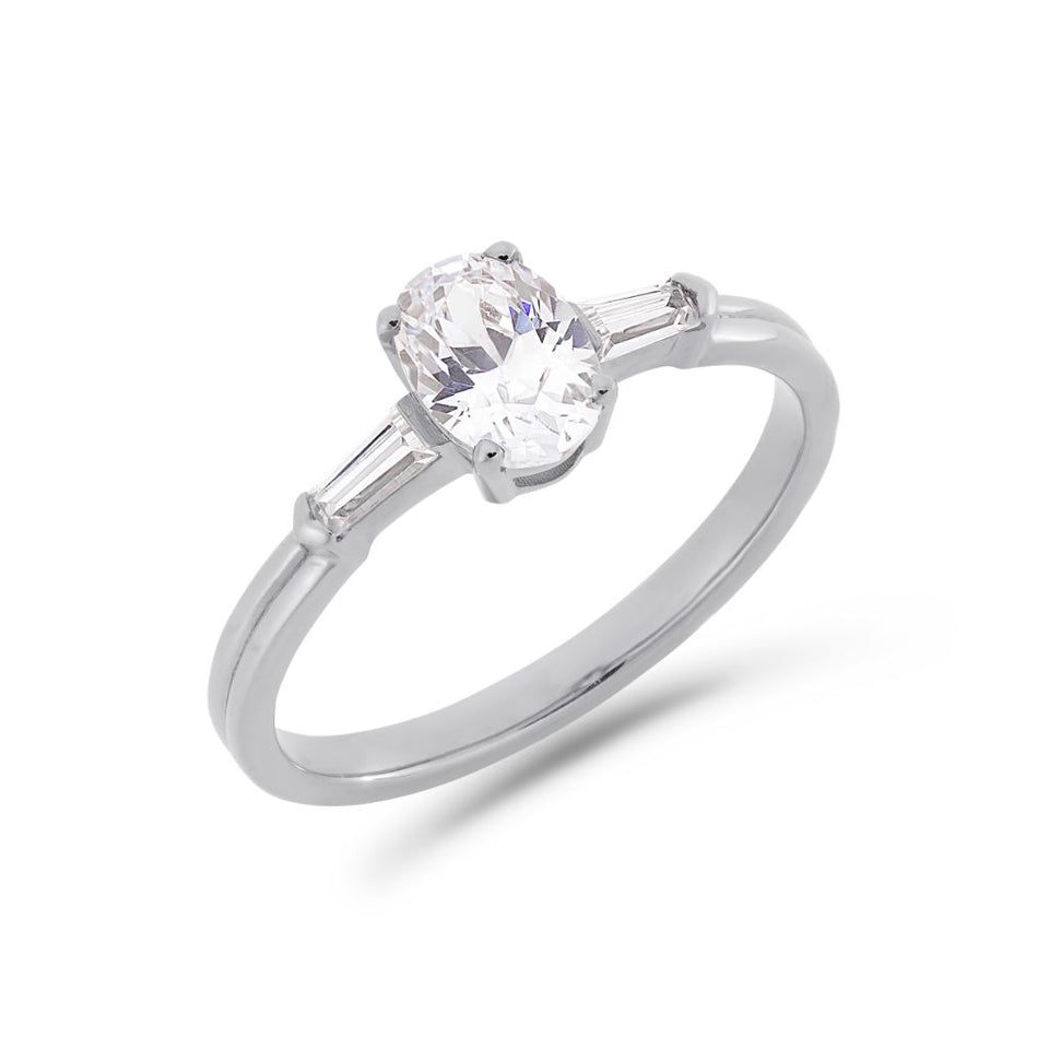 PACK: Platinum/White Gold Illusion Bullet & Oval Cut Ring