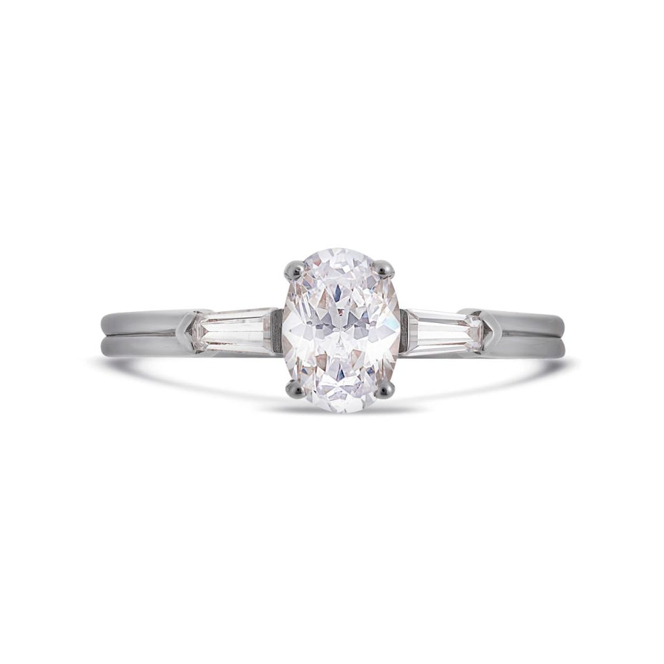 PACK: Platinum/White Gold Illusion Bullet & Oval Cut Ring