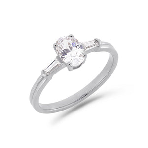Illusion bullet & oval cut diamond ring in platinum
