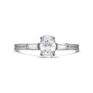 Illusion bullet & oval cut diamond ring in platinum