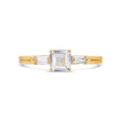 Illusion bullet & asscher cut diamond ring in yellow gold